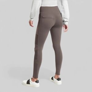 ATHLETA Moto Zip Delancy Tight Sculptek UPF 50+ Stretch Pockets Legging Taupe